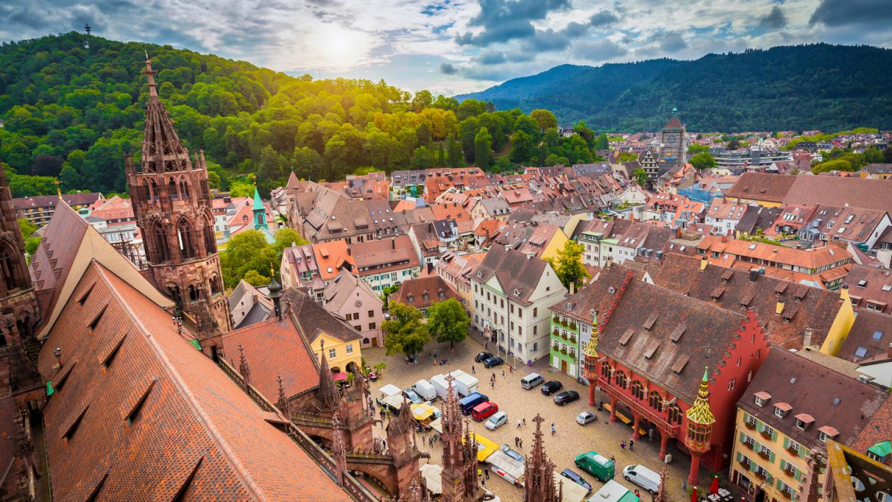 Ariel view of the German city of Freiburg 