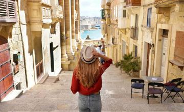 Student walking in the streets of Valletta