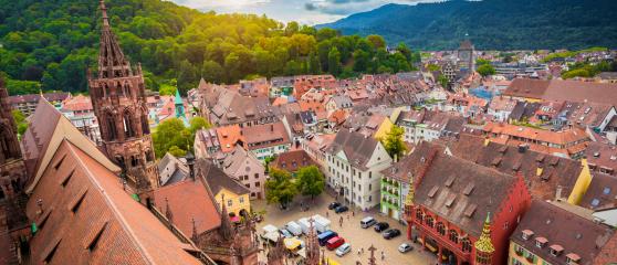 Ariel view of the German city of Freiburg 