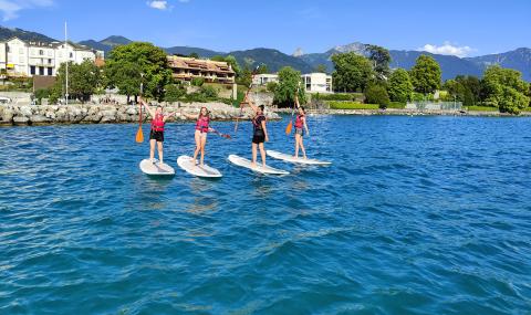 students doing paddle