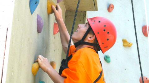 Indoor rock climbing at Alpadia Toronto English Summer Camp