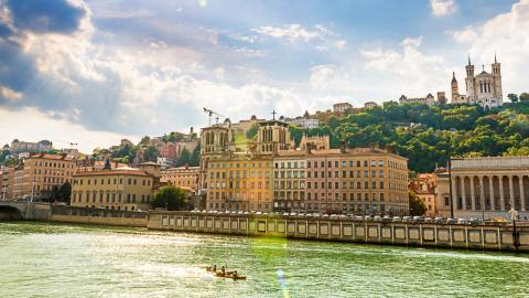 Rhône river in Lyon, France