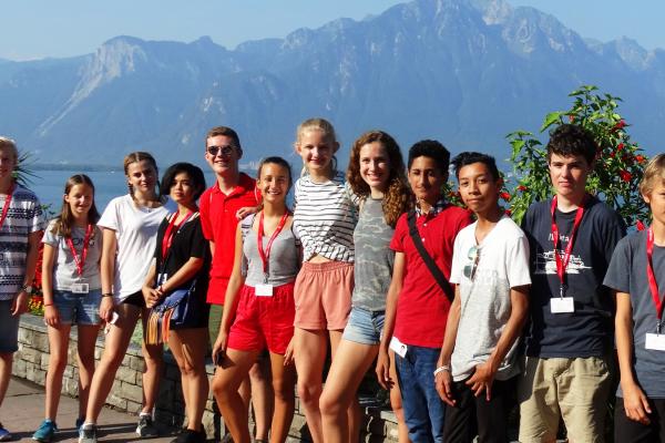 alpadia summer camps students in front of mountain