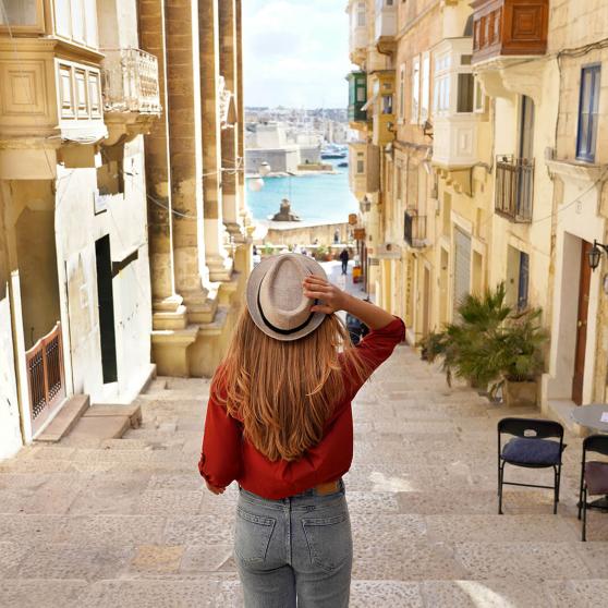 Student walking in the streets of Valletta