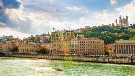 Rhône river in Lyon, France